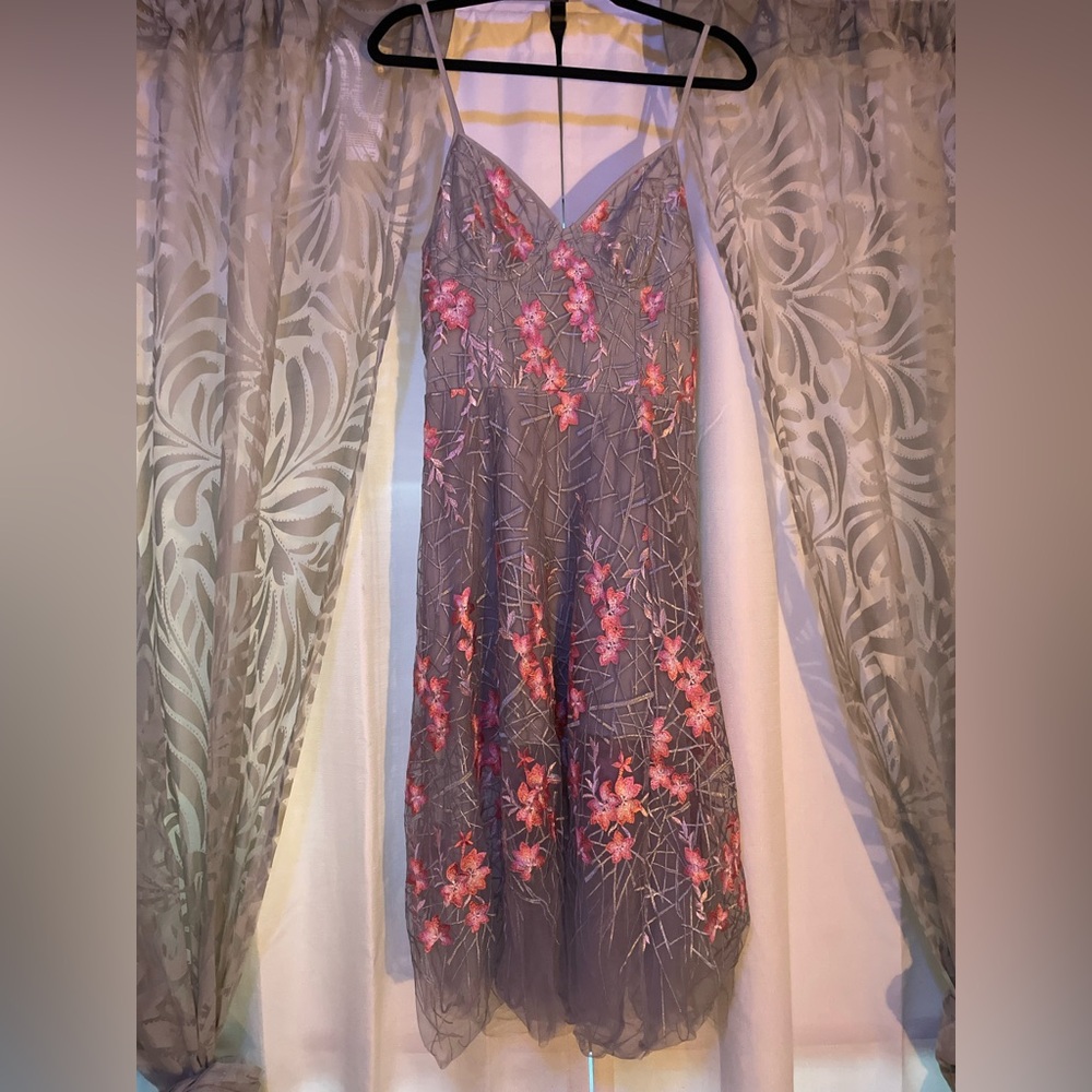 Gray Embroidered Dress